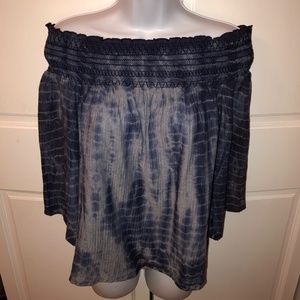 LOVESTITCH TIE DYE OFF SHOULDER SHIRT Medium NWT